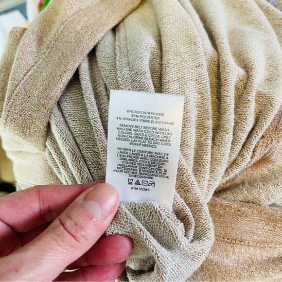 Express tan knit cropped boho tie waist stretch jumpsuit medium - Picture 8 of 9